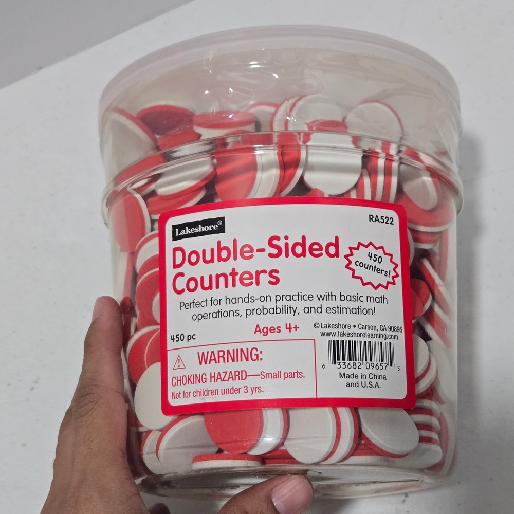 Lakeshore Double-Sided Counters 450pc Red White Math Manipulatives RA522 Ages 4+